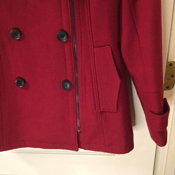 Lucky Brand Red Wool Winter Jacket Zip Button Women’s Size XS - Picture 7 of 14